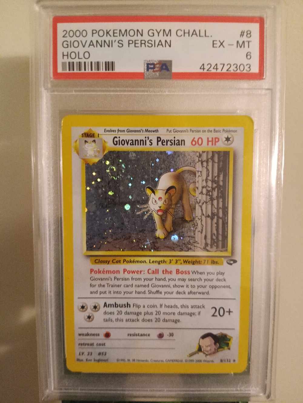 2000 POKEMON GYM CHALLENGE #8 GIOVANNI'S PERSIAN HOLO PSA 6